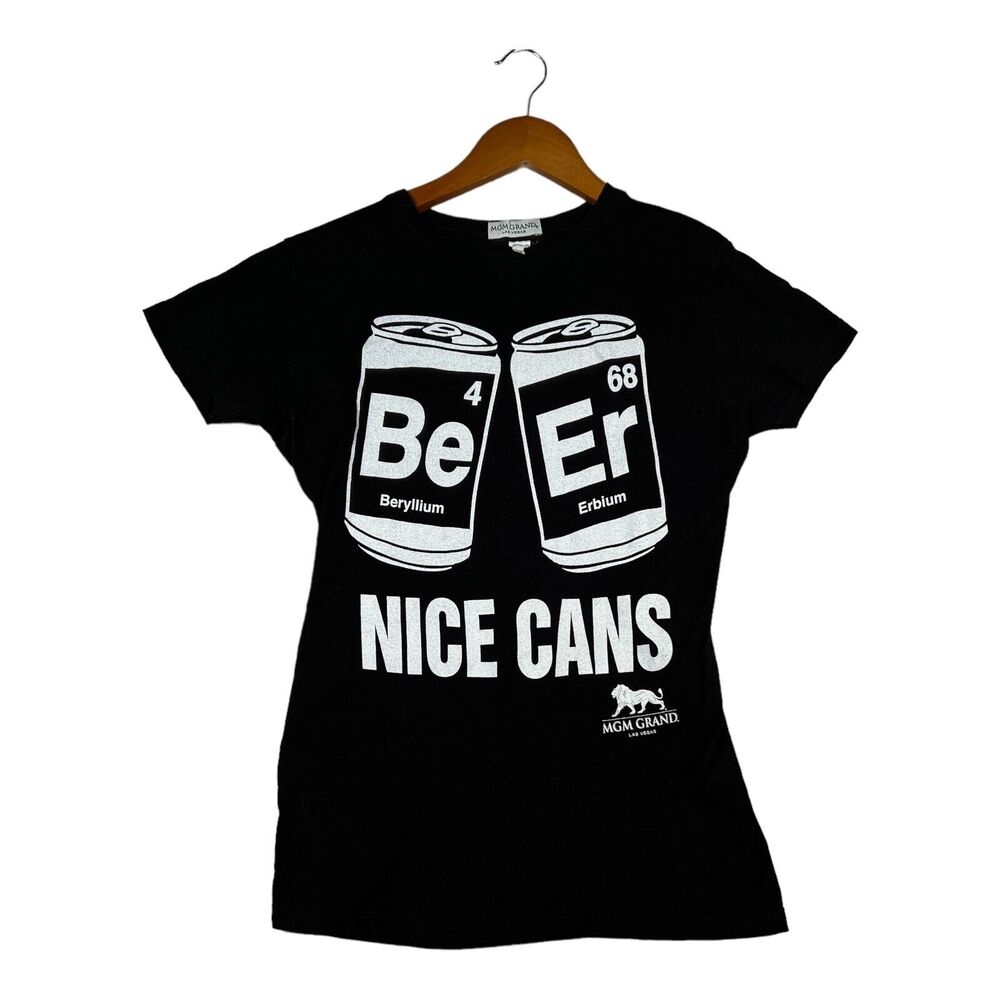 MGM Grand Las Vegas Nice Cans Beryllium Erbium Funny Beer T Shirt Unisex sz M